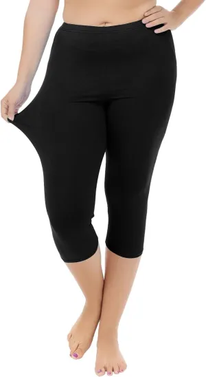 Cheapestbuy Women's Plus Size Capri Leggings Lightweight Soft Crop Leggings Basic Capris Yoga Pants