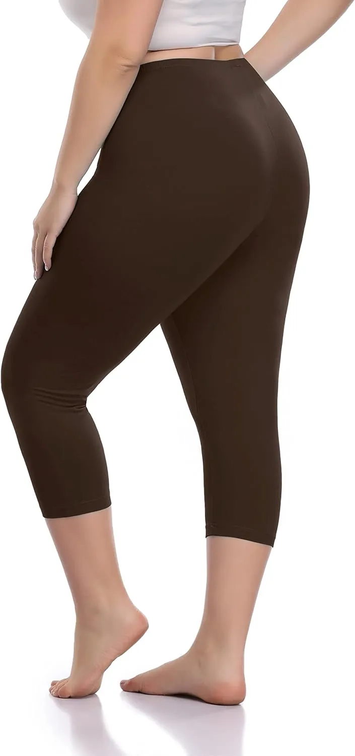 Cheapestbuy Women's Plus Size Capri Leggings Lightweight Soft Crop Leggings Basic Capris Yoga Pants