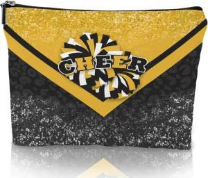 Cheerleader Cosmetic Bag Cheerleader Makeup Bag Gift for Women Cheer Team Gift Ideas for Birthday 1Pcs (Gold&Black)
