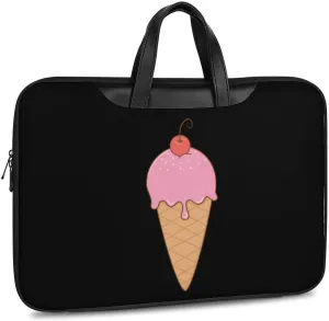 Cherry Ice Cream Leather Bag Laptop Case Slim Water Resistant Computer Bags with Handle Briefcase for Work