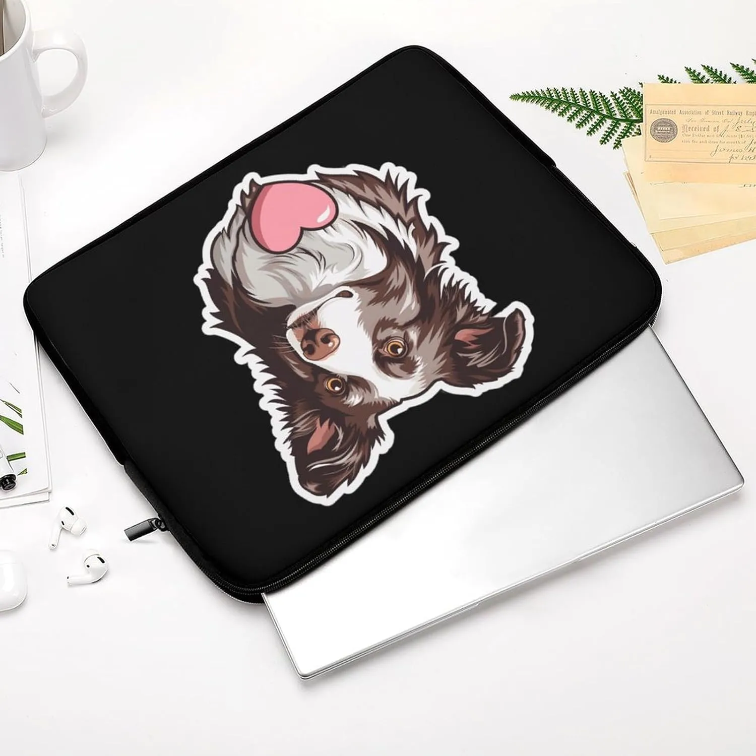 Chocolate Border Collie Personalized Laptop Bag Business Casual Laptop Cases Slim Computer Bag Briefcase