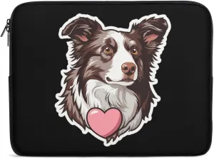 Chocolate Border Collie Personalized Laptop Bag Business Casual Laptop Cases Slim Computer Bag Briefcase