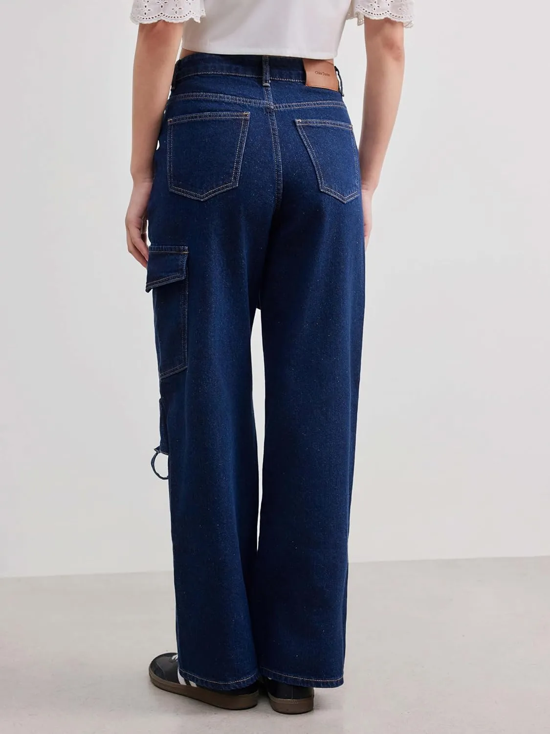 CIDER Baggy Jeans for Women Low Waisted Wide Straight Leg Bow Jeans Denim Pants