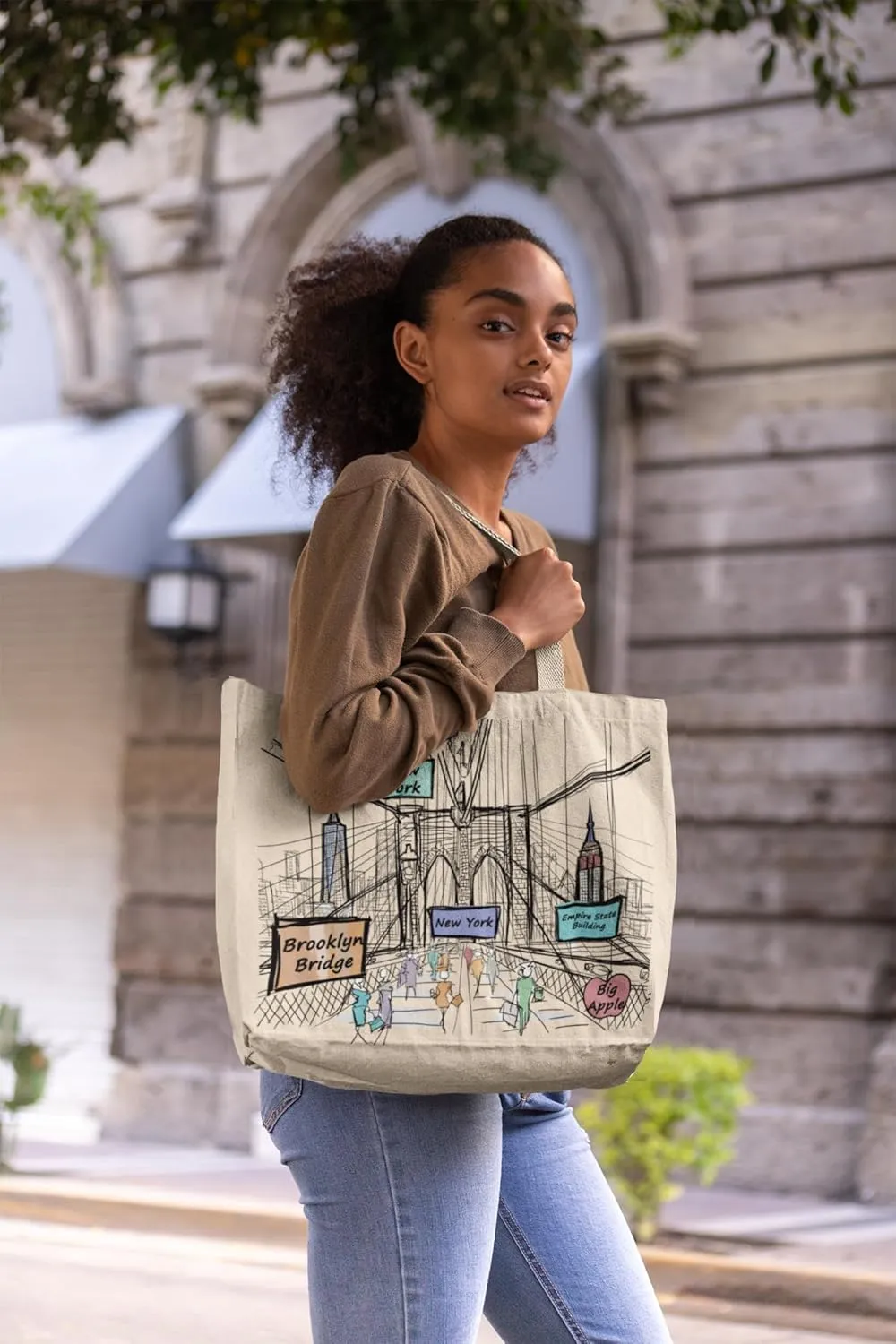 City-Themed Artwork Tote Bag Collection - Designed in the USA, 17"x14", Double Sided Print, Souvenir & Gift