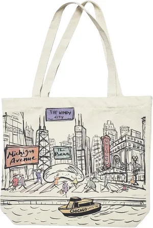 City-Themed Artwork Tote Bag Collection - Designed in the USA, 17"x14", Double Sided Print, Souvenir & Gift