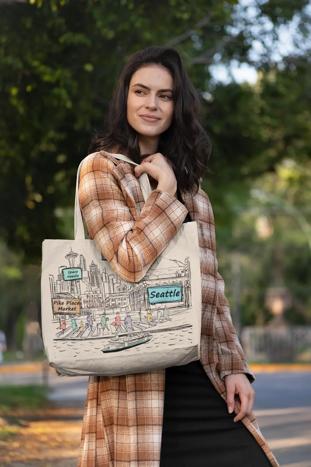 City-Themed Artwork Tote Bag Collection - Designed in the USA, 17"x14", Double Sided Print, Souvenir & Gift