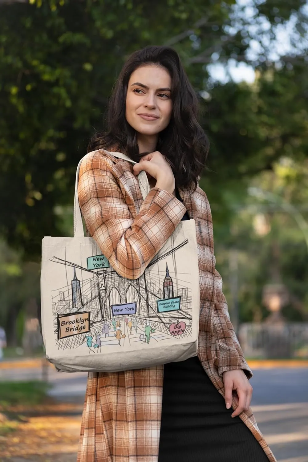 City-Themed Artwork Tote Bag Collection - Designed in the USA, 17"x14", Double Sided Print, Souvenir & Gift