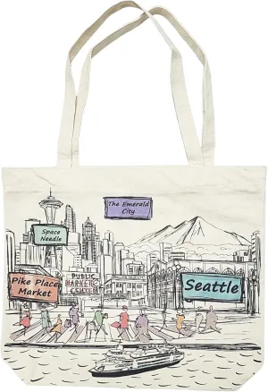 City-Themed Artwork Tote Bag Collection - Designed in the USA, 17"x14", Double Sided Print, Souvenir & Gift
