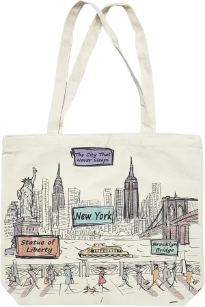 City-Themed Artwork Tote Bag Collection - Designed in the USA, 17"x14", Double Sided Print, Souvenir & Gift