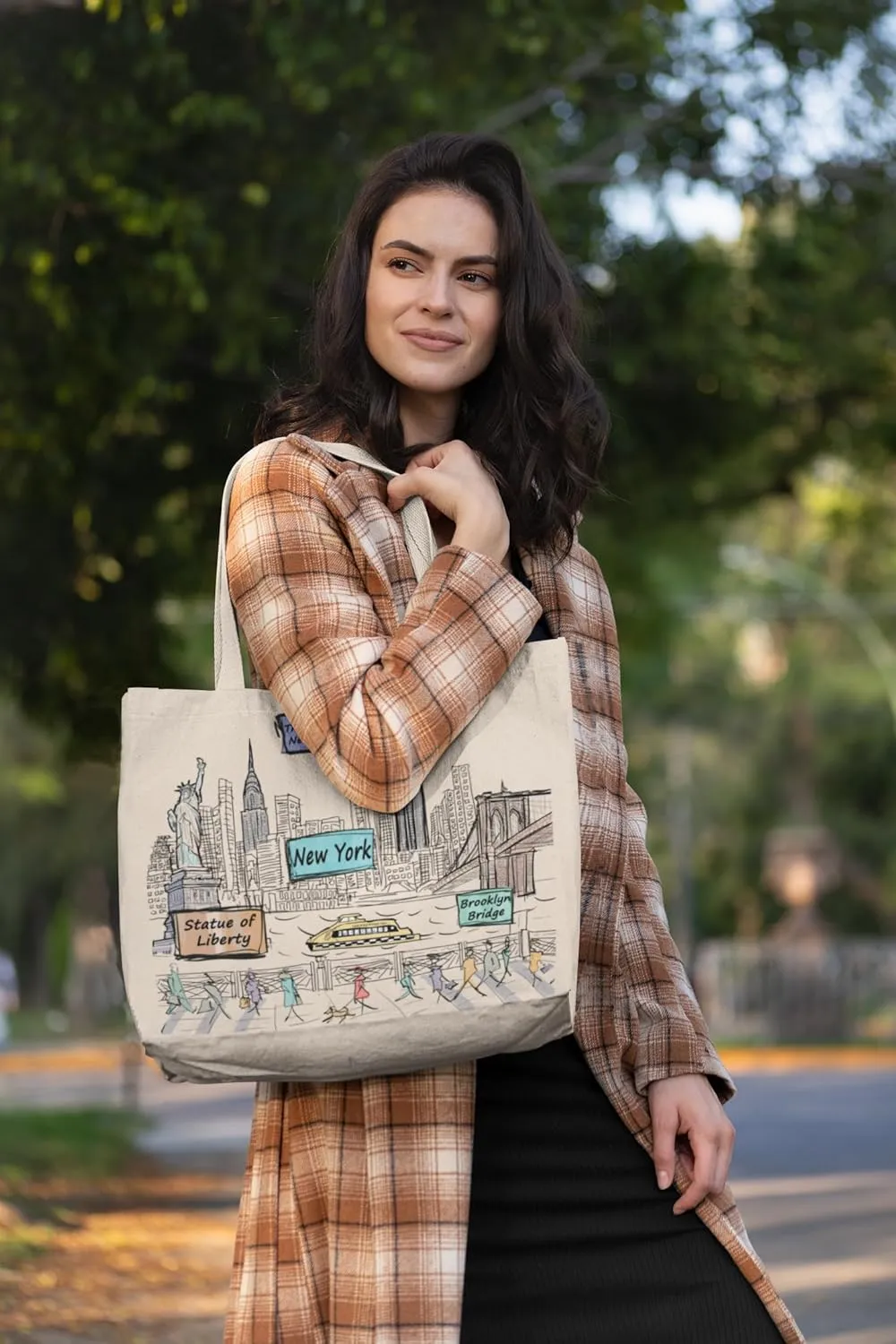 City-Themed Artwork Tote Bag Collection - Designed in the USA, 17"x14", Double Sided Print, Souvenir & Gift