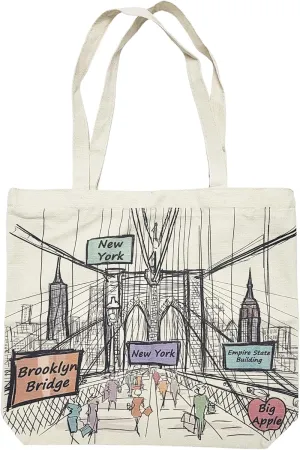 City-Themed Artwork Tote Bag Collection - Designed in the USA, 17"x14", Double Sided Print, Souvenir & Gift