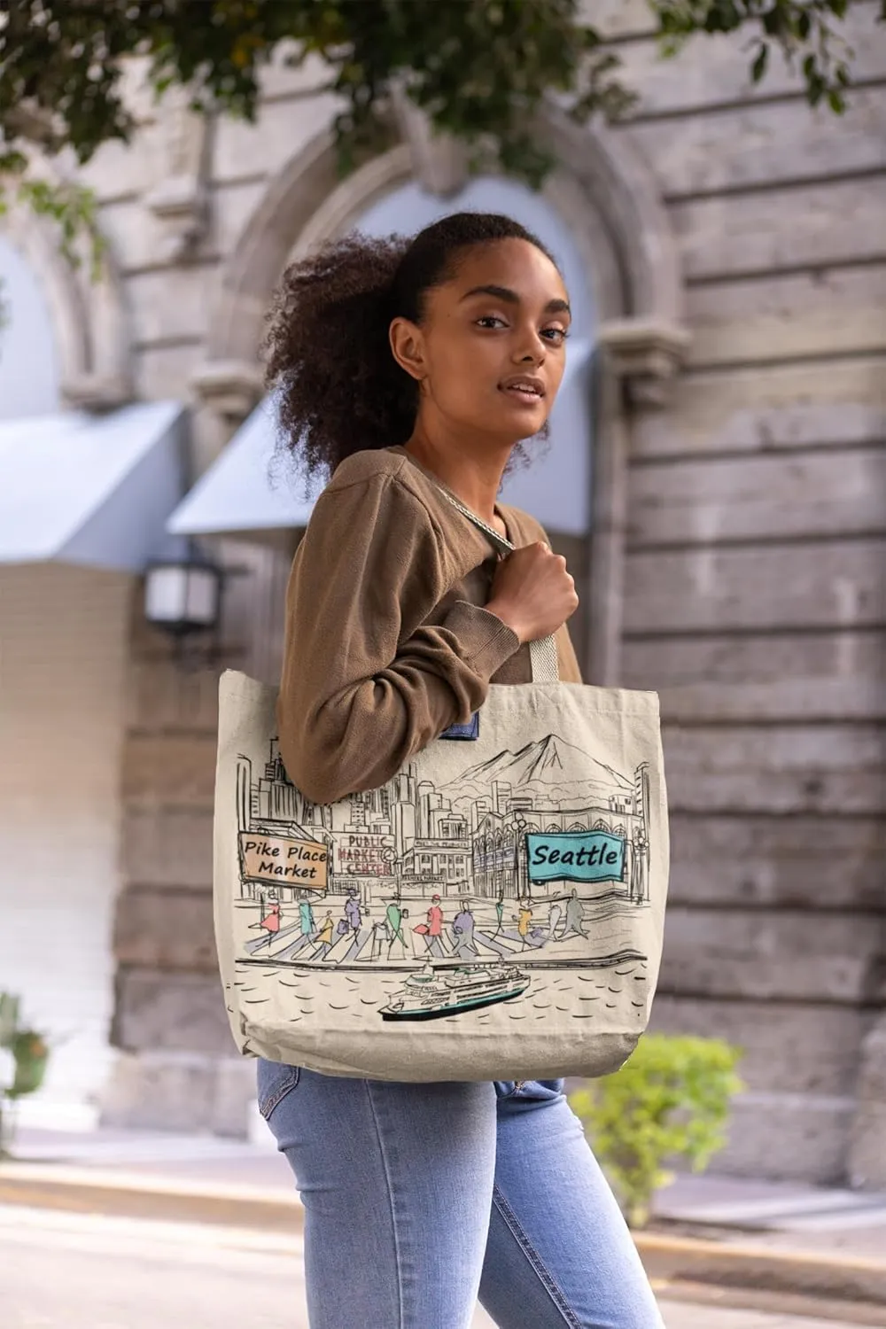 City-Themed Artwork Tote Bag Collection - Designed in the USA, 17"x14", Double Sided Print, Souvenir & Gift