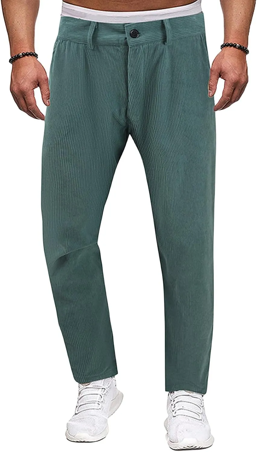 Classic Fit Stretch Corduroy Pants for Men Causal Relaxed Fit Tapered Sweatpants Athletic Slim Fit Straight-Leg