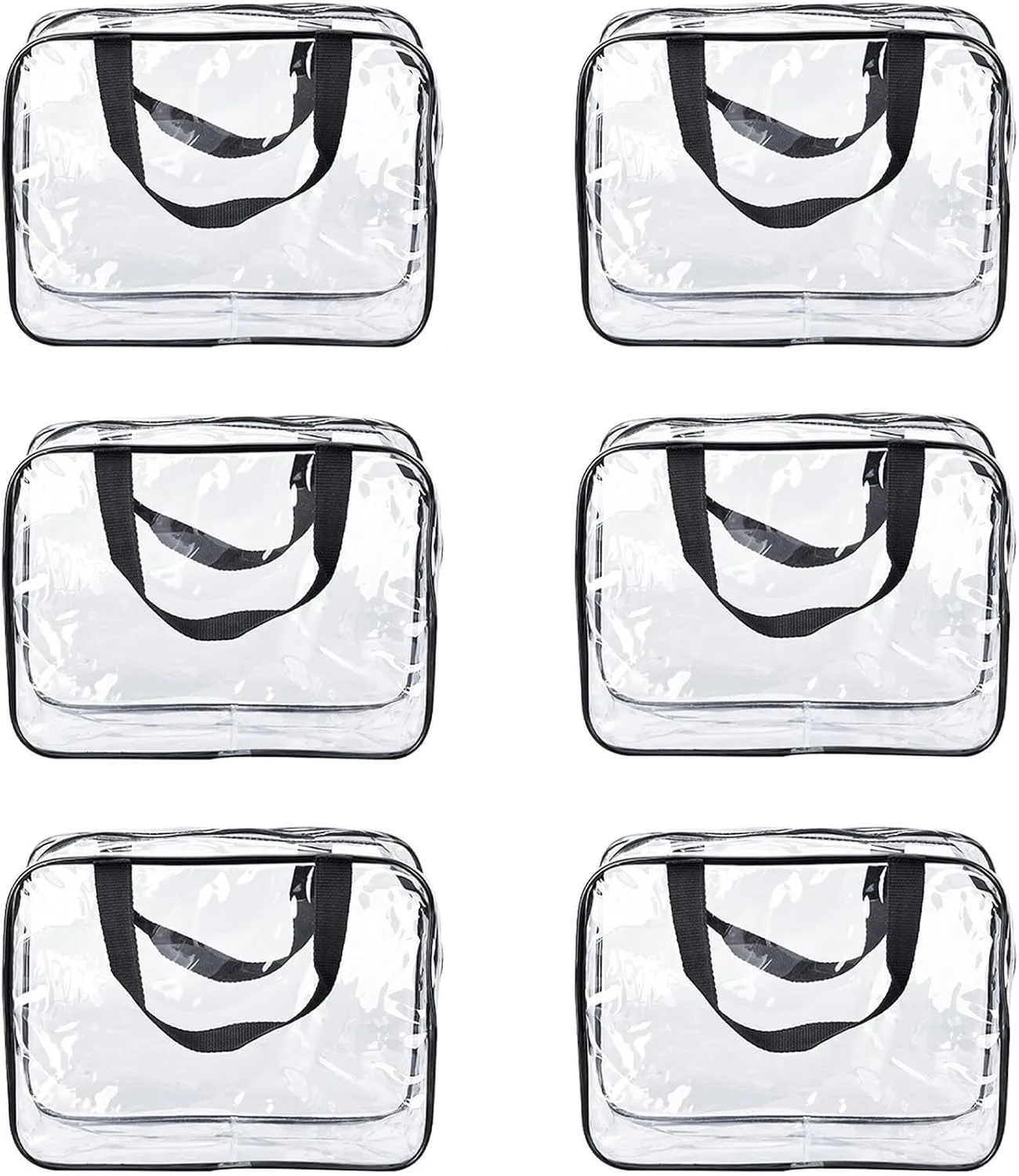 Clear Toiletry Bag, Clear Toiletry Bags for Traveling, Clear Cosmetic Bags with Zipper, Clear Cosmetic Bags for Women, Suitability Clear Toiletry Bag for Traveling and Camping (6Pcs)