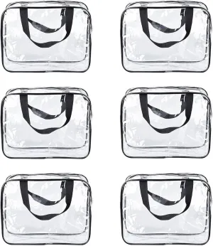 Clear Toiletry Bag, Clear Toiletry Bags for Traveling, Clear Cosmetic Bags with Zipper, Clear Cosmetic Bags for Women, Suitability Clear Toiletry Bag for Traveling and Camping (6Pcs)
