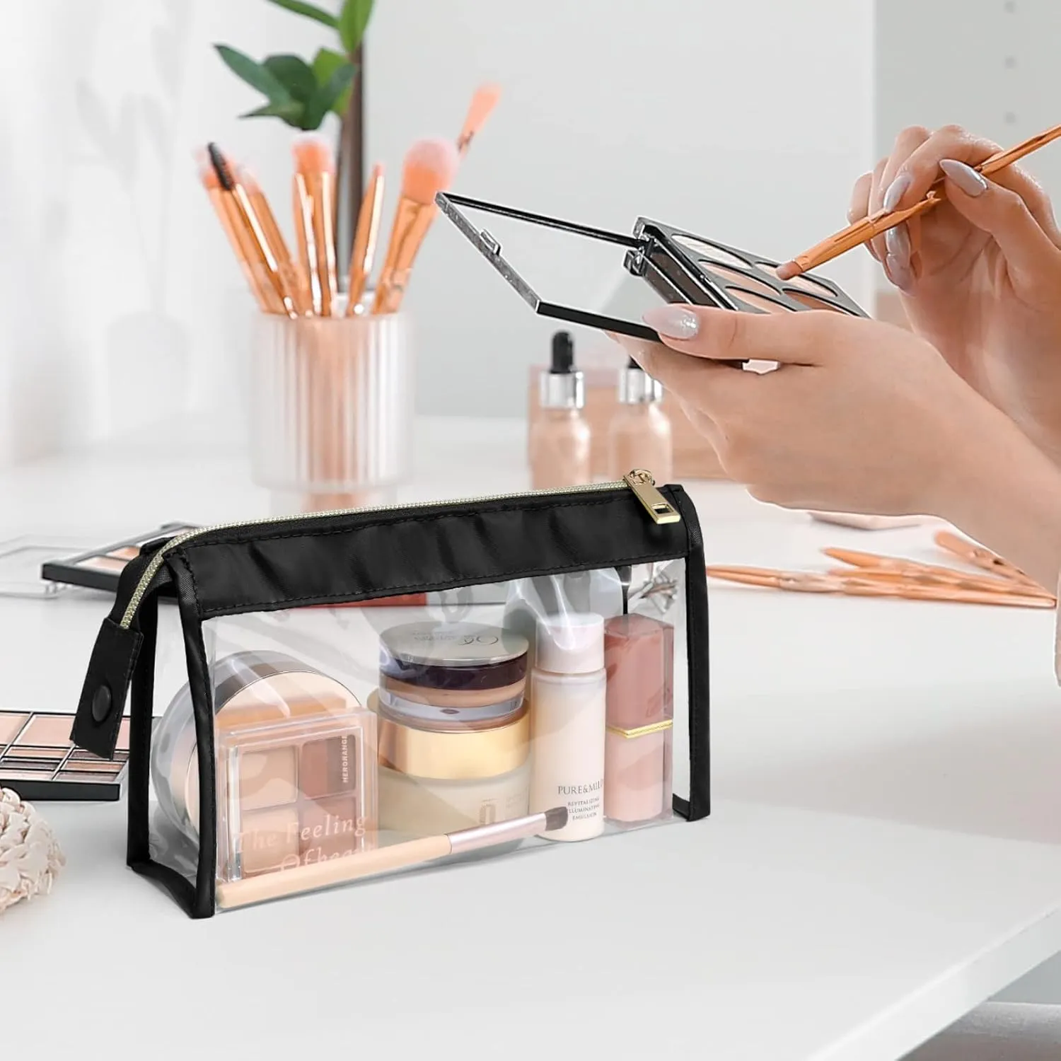Clear Toiletry Bags, Perfect Size Clear Pouches with Zipper for Traveling, Sturdy Clear Makeup Bags for Home Storage Organizing, Vacation, Travel accessories (3 Pack)