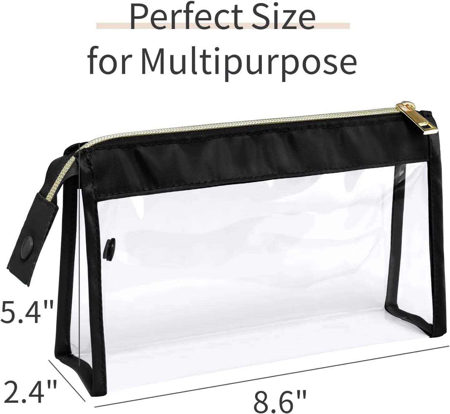 Clear Toiletry Bags, Perfect Size Clear Pouches with Zipper for Traveling, Sturdy Clear Makeup Bags for Home Storage Organizing, Vacation, Travel accessories (3 Pack)