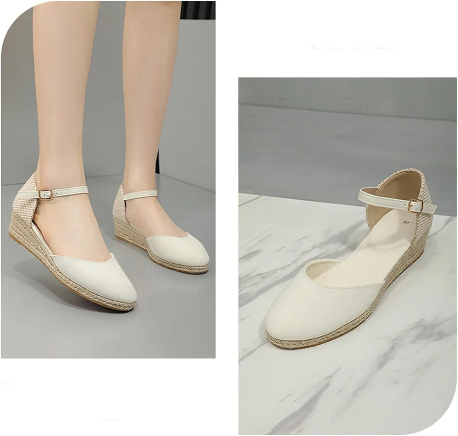 Closed Toe Espadrilles Wedges for Women Hoop and Loop Strap Dressy Summer Sandals 2025 Trendy Platform Slip On Wedges Comfortable Lightweight Walking Shoes Casual Breathable