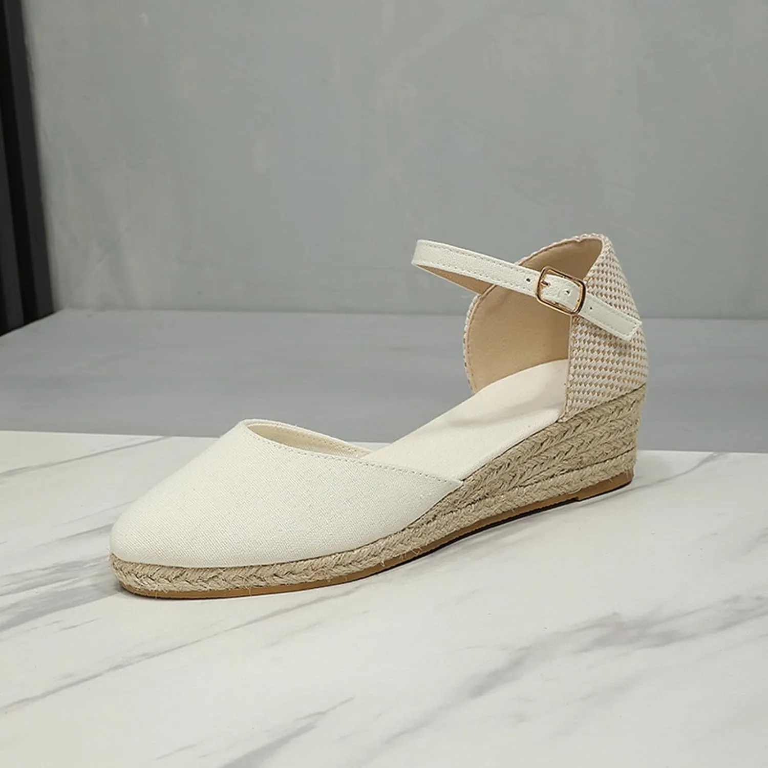 Closed Toe Espadrilles Wedges for Women Hoop and Loop Strap Dressy Summer Sandals 2025 Trendy Platform Slip On Wedges Comfortable Lightweight Walking Shoes Casual Breathable