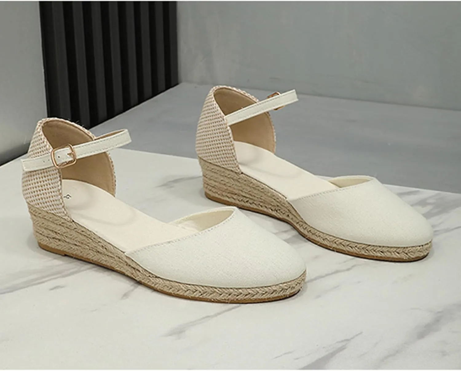 Closed Toe Espadrilles Wedges for Women Hoop and Loop Strap Dressy Summer Sandals 2025 Trendy Platform Slip On Wedges Comfortable Lightweight Walking Shoes Casual Breathable