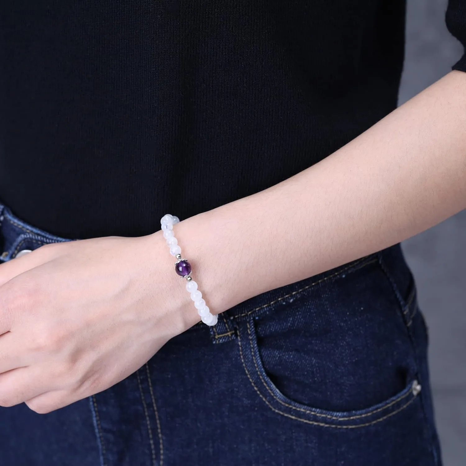 COAI Women's Birthstone Bracelet Moonstone Bracelet Crystal Bracelet for Women