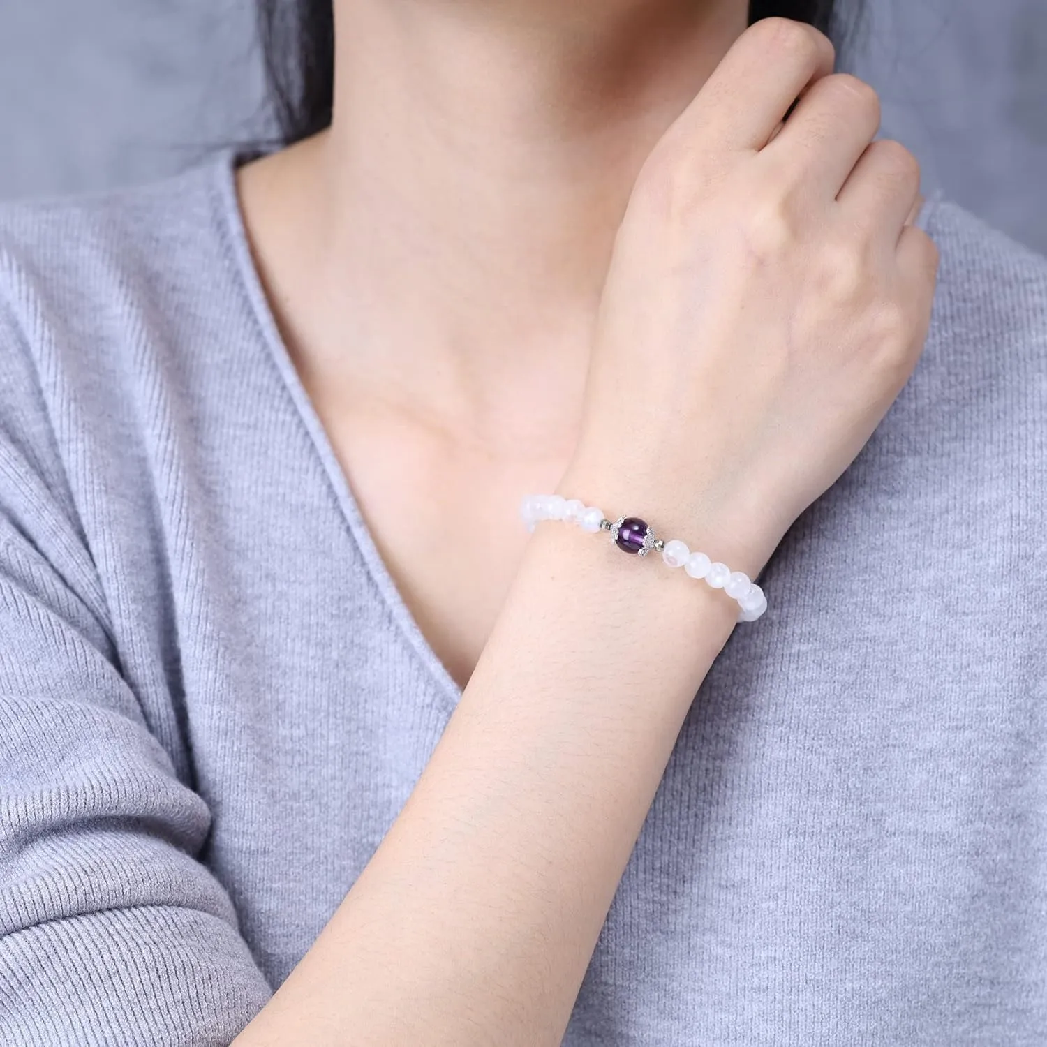 COAI Women's Birthstone Bracelet Moonstone Bracelet Crystal Bracelet for Women