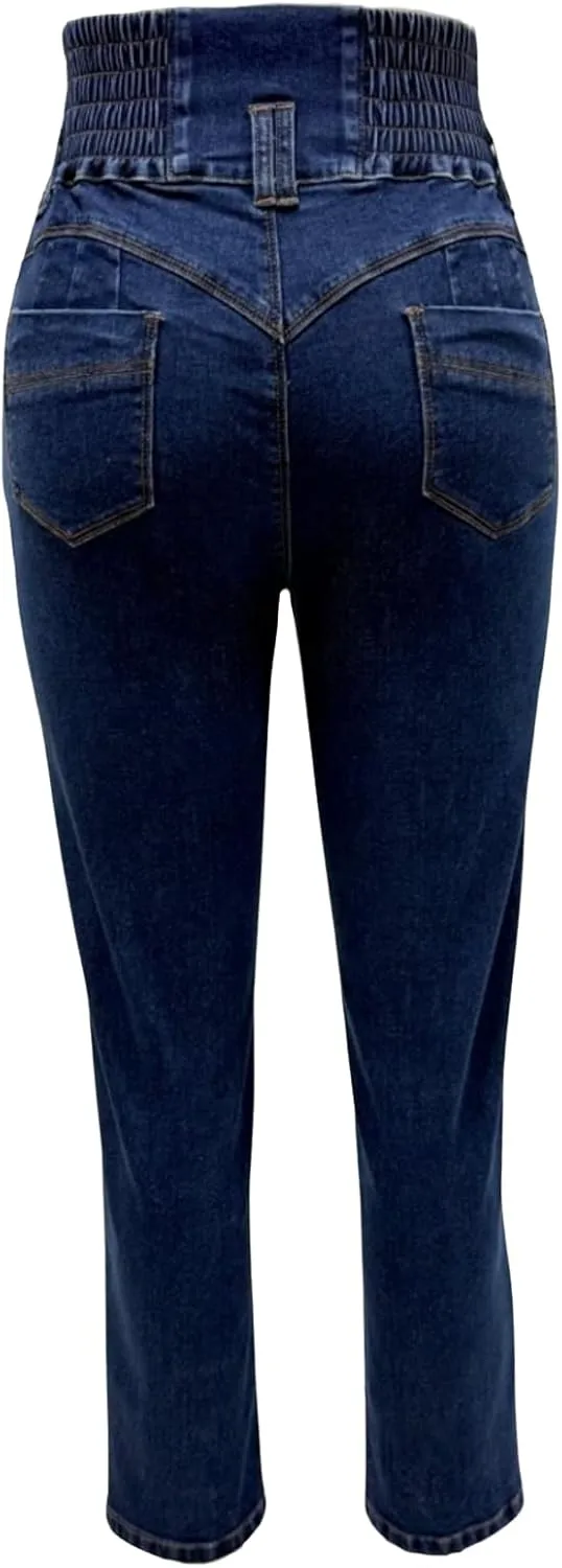 Colombian Jeans Women Butt Lifting Elastic Waist High Waisted Jeans Tummy Control Stretchy Skinny Pants