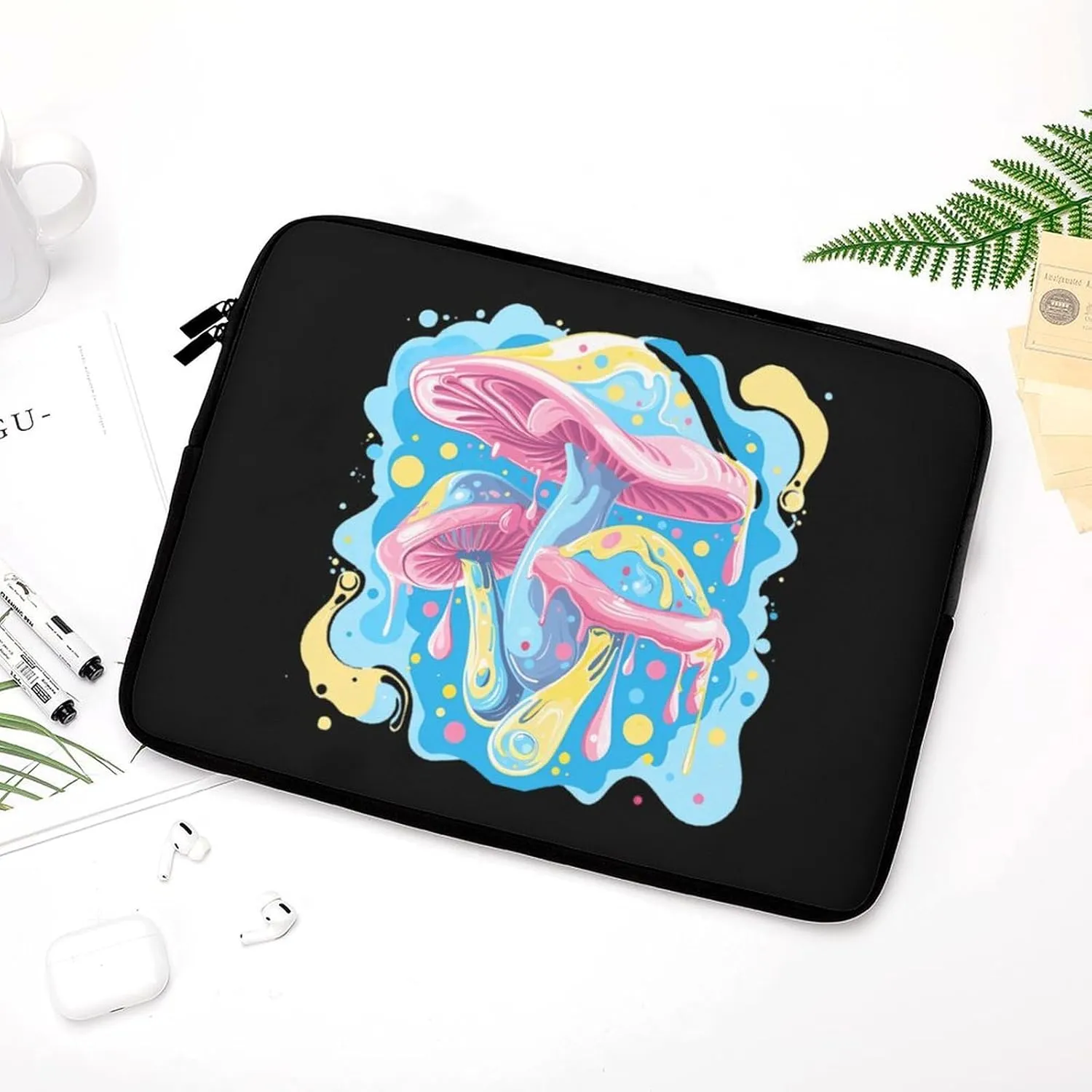 Colorful Mushrooms Psychedelic Personalized Laptop Bag Business Casual Laptop Cases Slim Computer Bag Briefcase