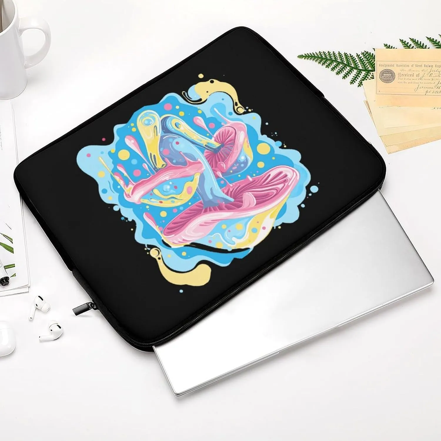 Colorful Mushrooms Psychedelic Personalized Laptop Bag Business Casual Laptop Cases Slim Computer Bag Briefcase