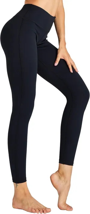 COOLOMG Women Yoga Leggings Running Tights Low Rise Leggings Workout Gym with Hidden Pockets