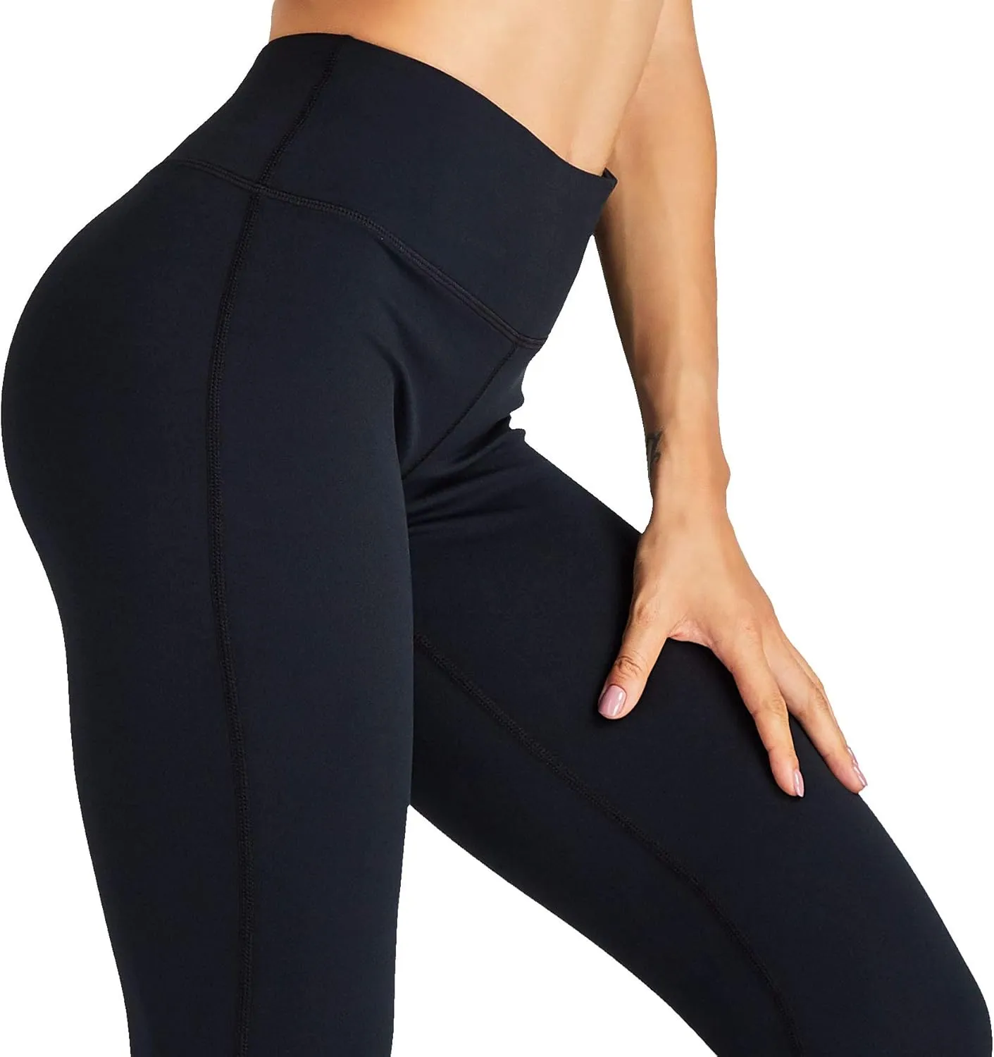 COOLOMG Women Yoga Leggings Running Tights Low Rise Leggings Workout Gym with Hidden Pockets