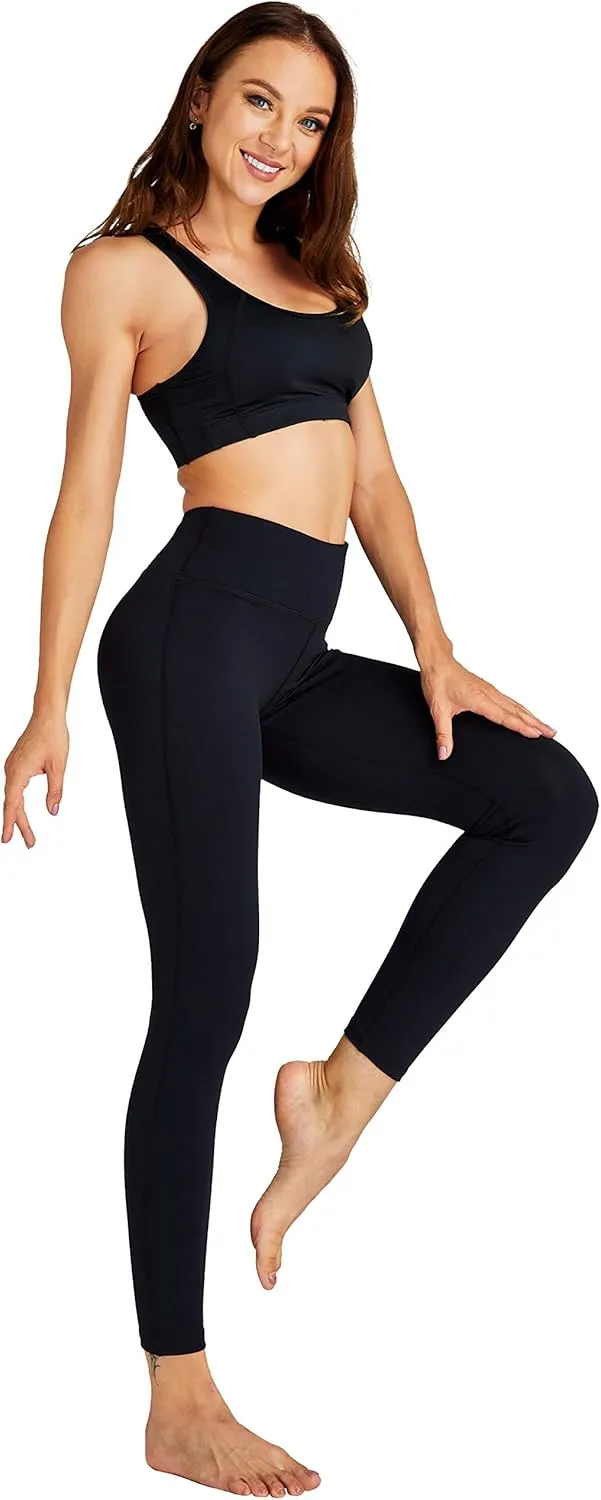 COOLOMG Women Yoga Leggings Running Tights Low Rise Leggings Workout Gym with Hidden Pockets