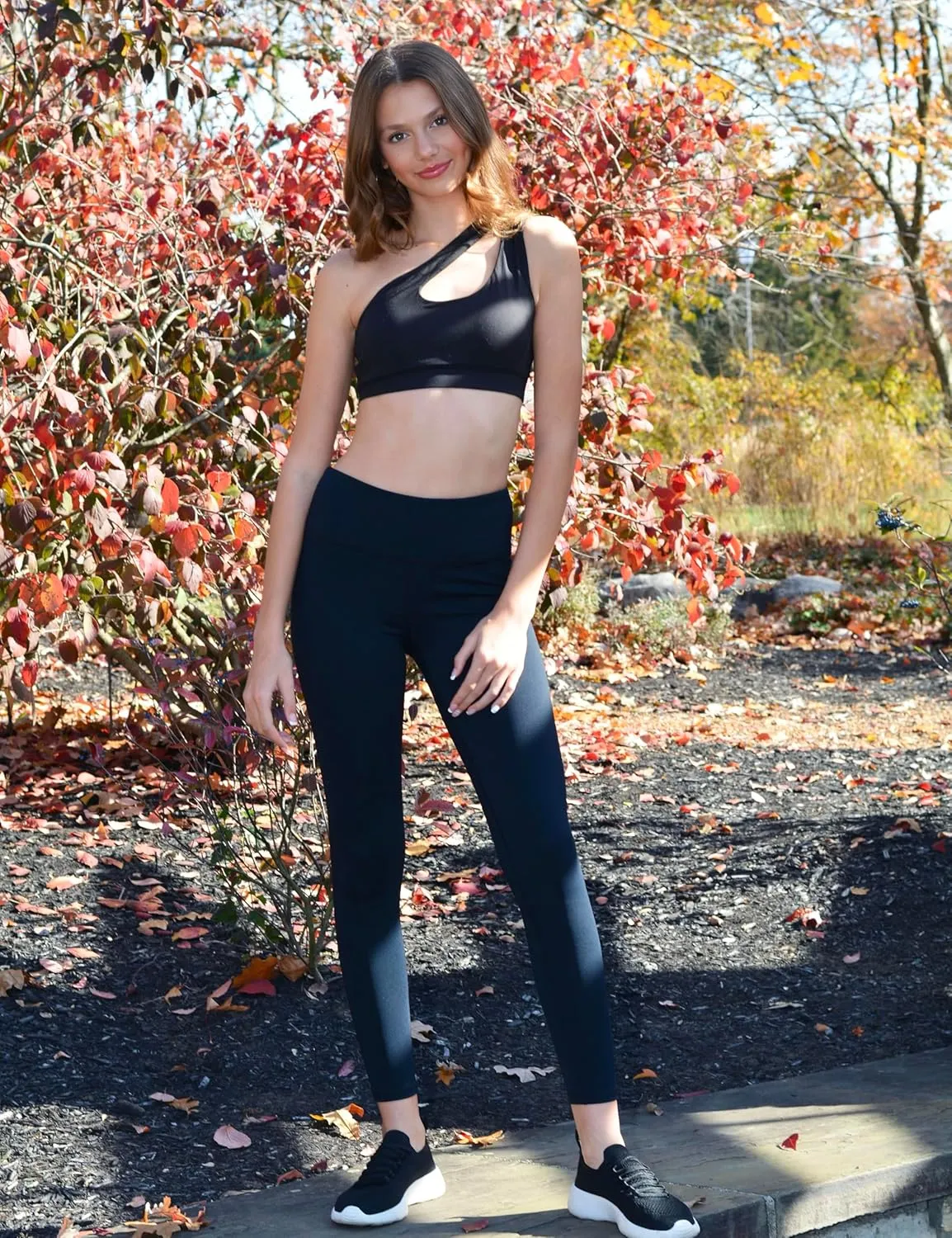 COOLOMG Women Yoga Leggings Running Tights Low Rise Leggings Workout Gym with Hidden Pockets