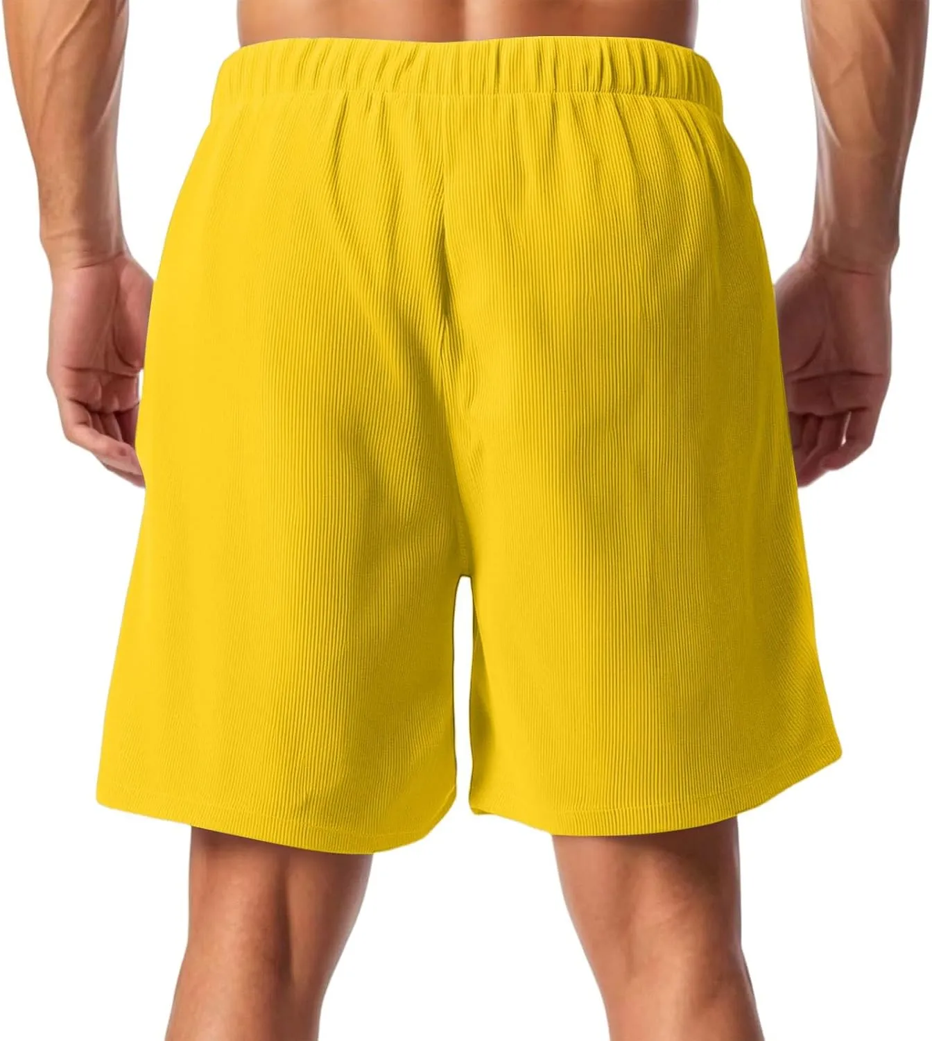 Corduroy Shorts Men Casual Lightweight Elastic Waist Shorts 7 Inch Loose Slim Fit Summer Beach Short with Pockets