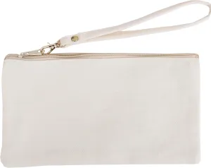 Cotton Canvas Small Wristlet Bag Make-up Organizer Makeup Bag - 100% Cotton Heavy Duty Canvas 5"x9" - Natural