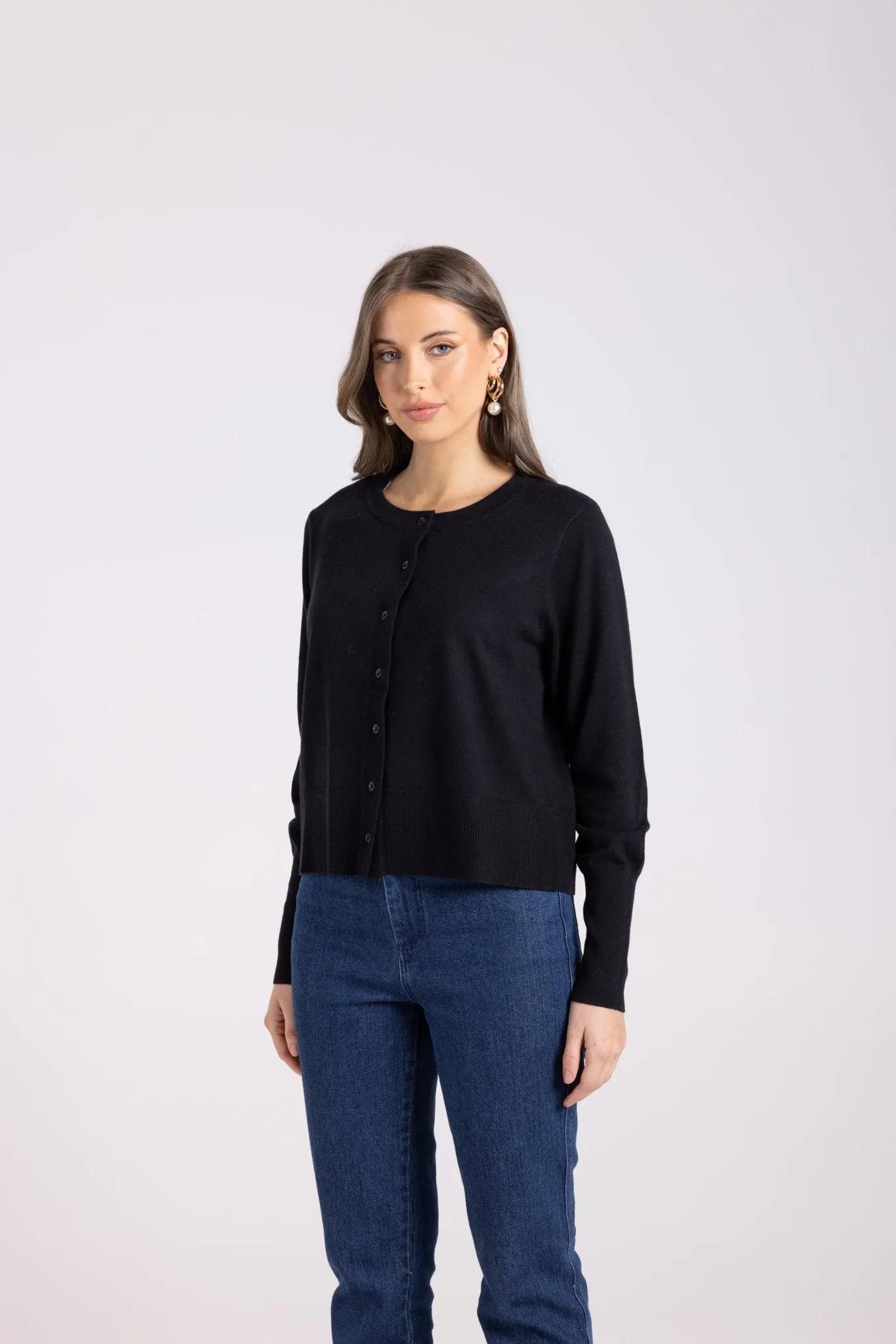 Cropped Button Through Cardigan