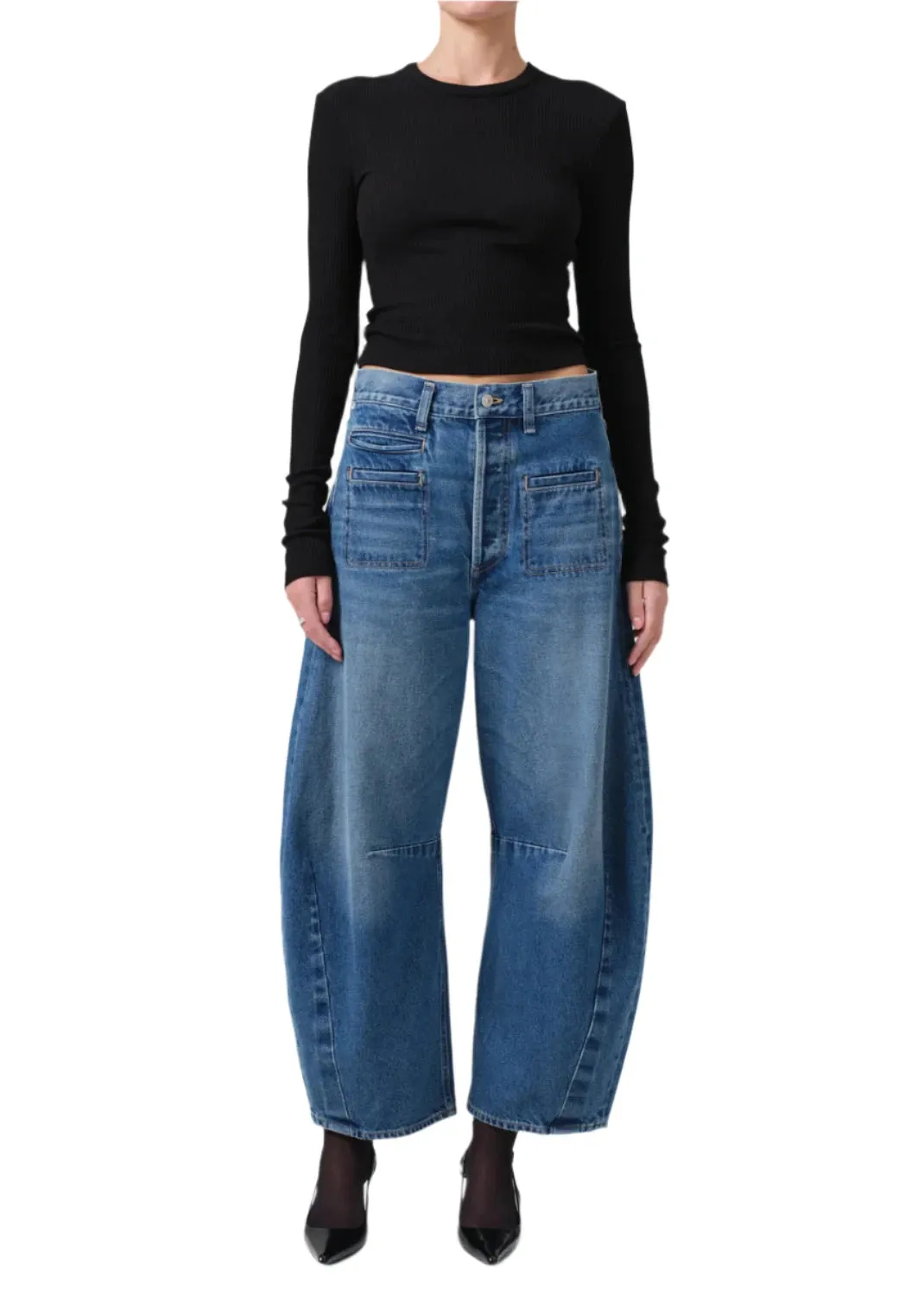 Cropped Faena Crewneck in Black