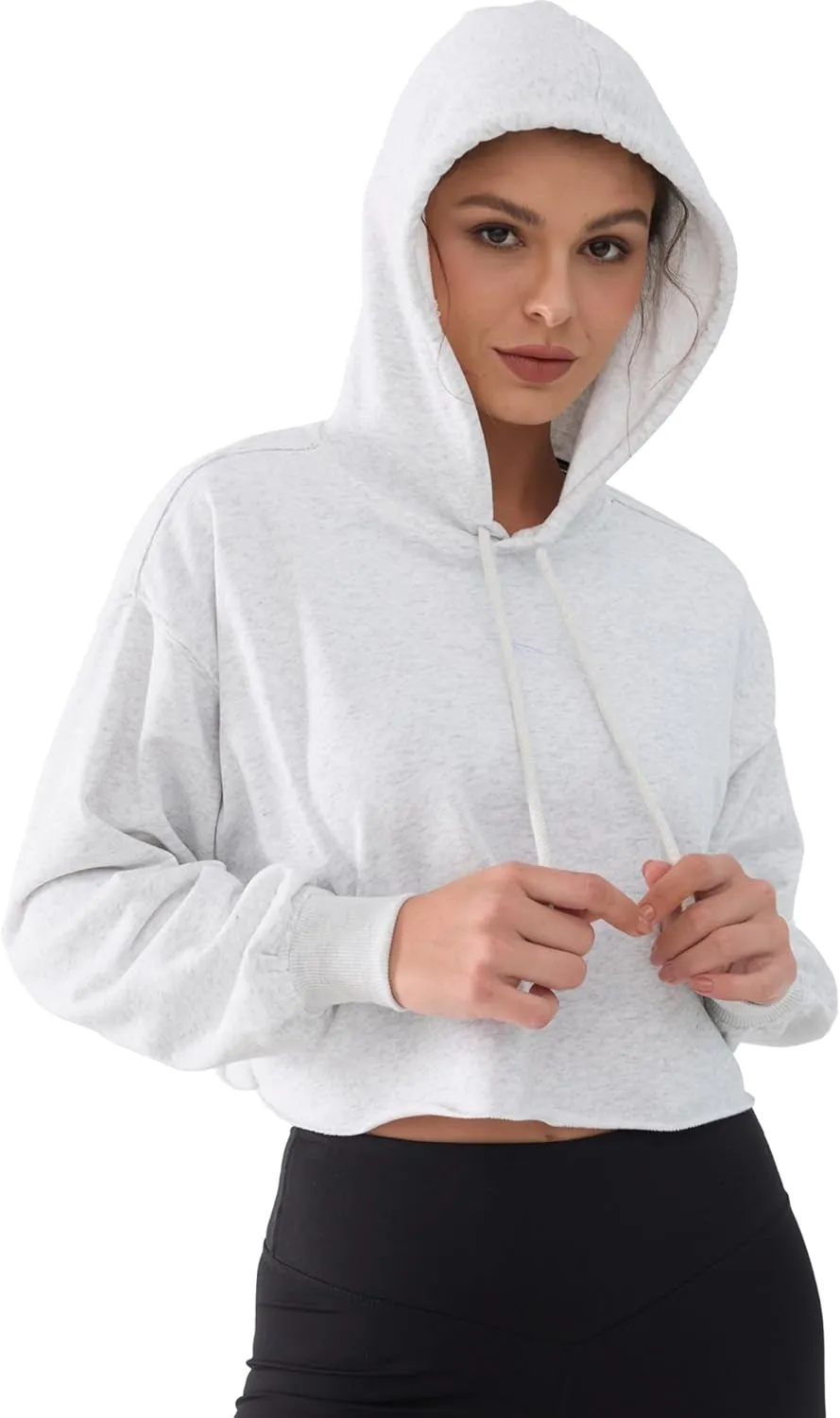 Cropped Hoodie Women Sweatshirt Oversize Long Sleeve Loose Crop Hoodies Ladies Drop Shoulder Pullover Casual Athletic