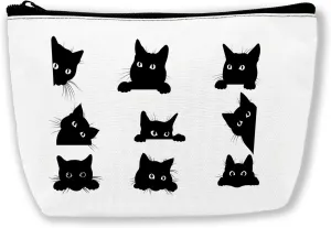 Cute Black Cat Cosmetic Bags Makeup Bags Toiletry Bag Large Capacity Organizer Pouch with Zipper Travel Accessories for Women Girls