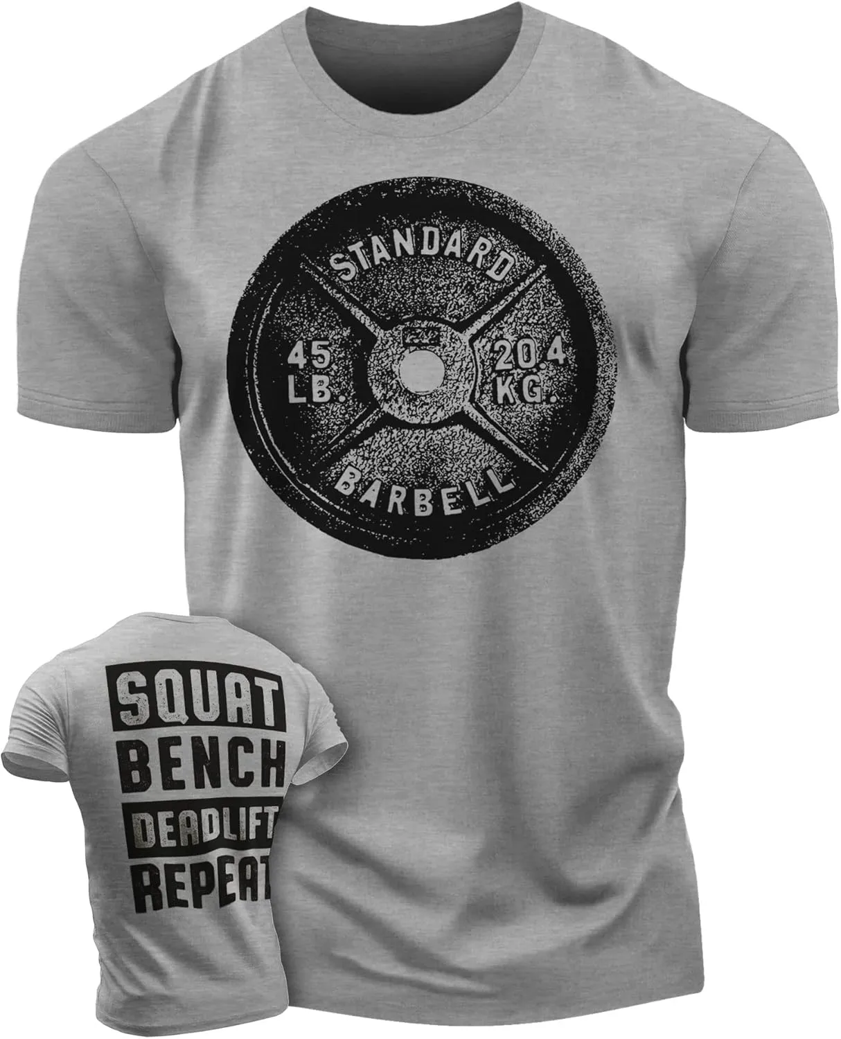 D R DETROIT REBELS Squat Bench Deadlift Repeat Gym Workout Shirts for Men Weight Plate Gym T-Shirt