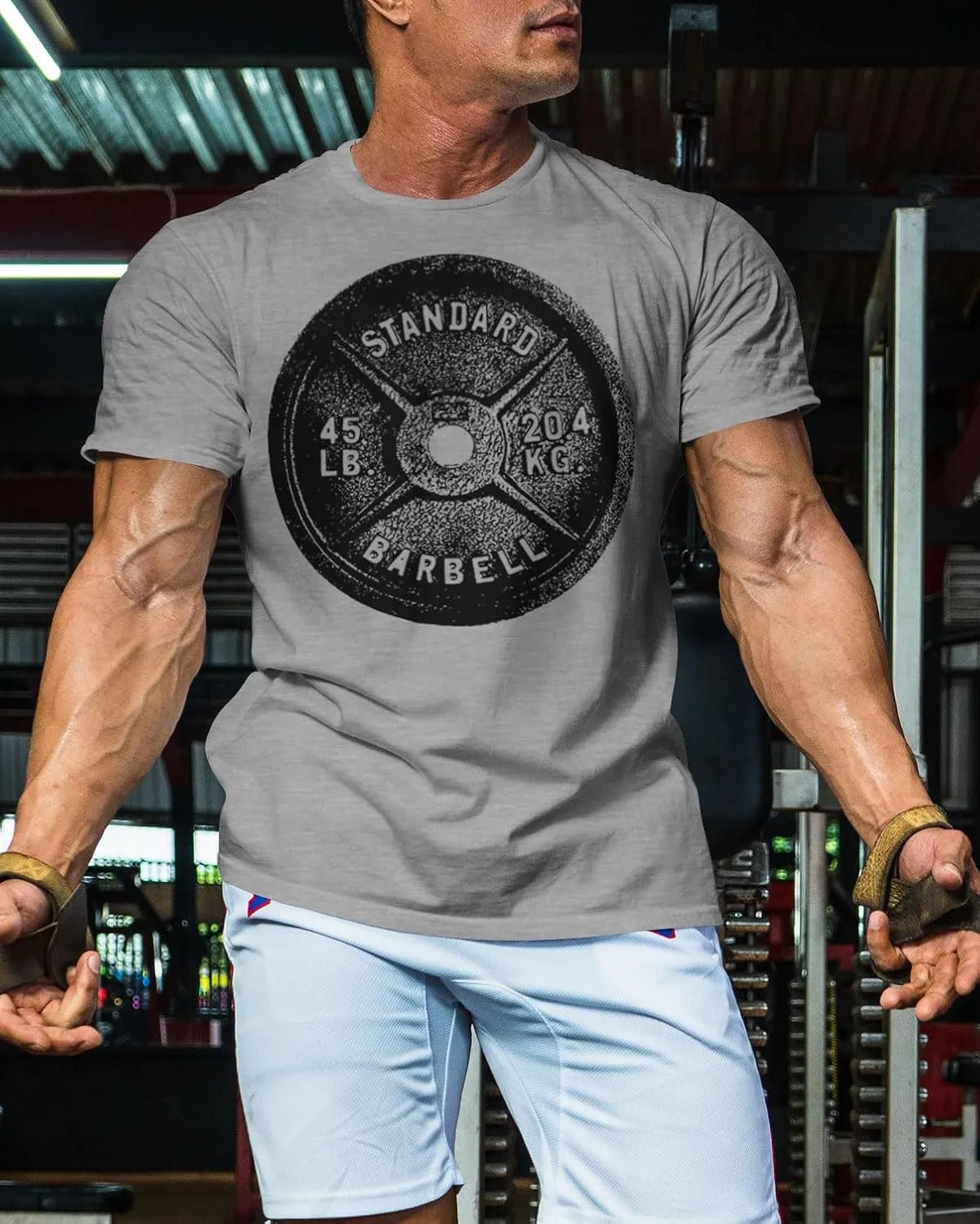 D R DETROIT REBELS Squat Bench Deadlift Repeat Gym Workout Shirts for Men Weight Plate Gym T-Shirt