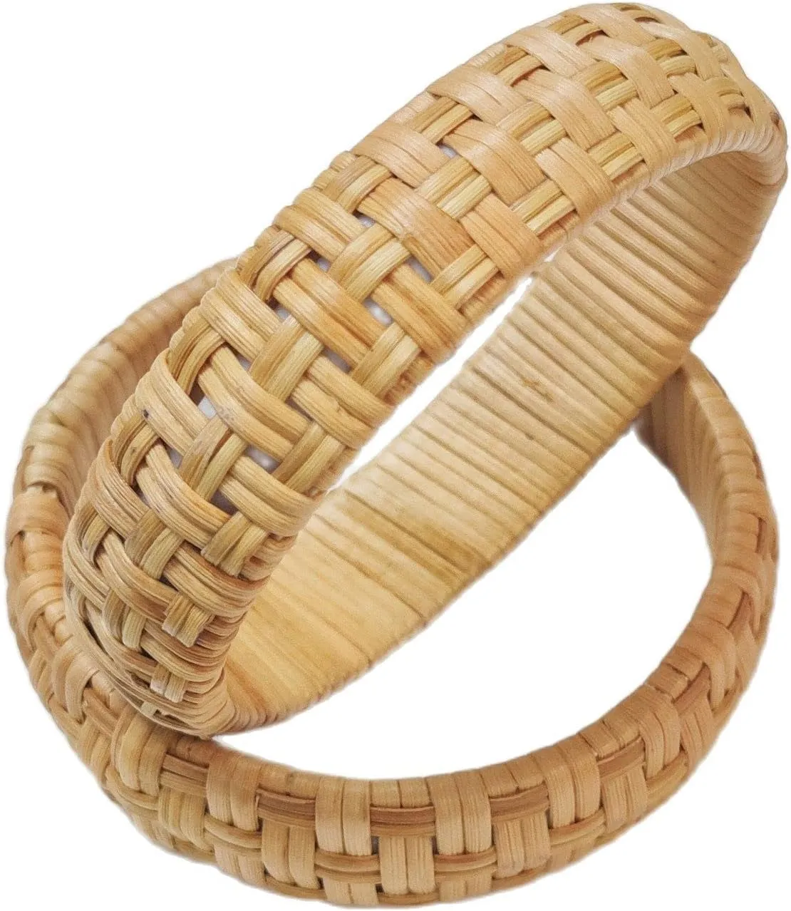 Dainty Rattan Geometric Bracelets Handmade Woven Lightweight Straw Wicker Braid Ethnic Round Statement Chunky Bangle for Women Jewelry