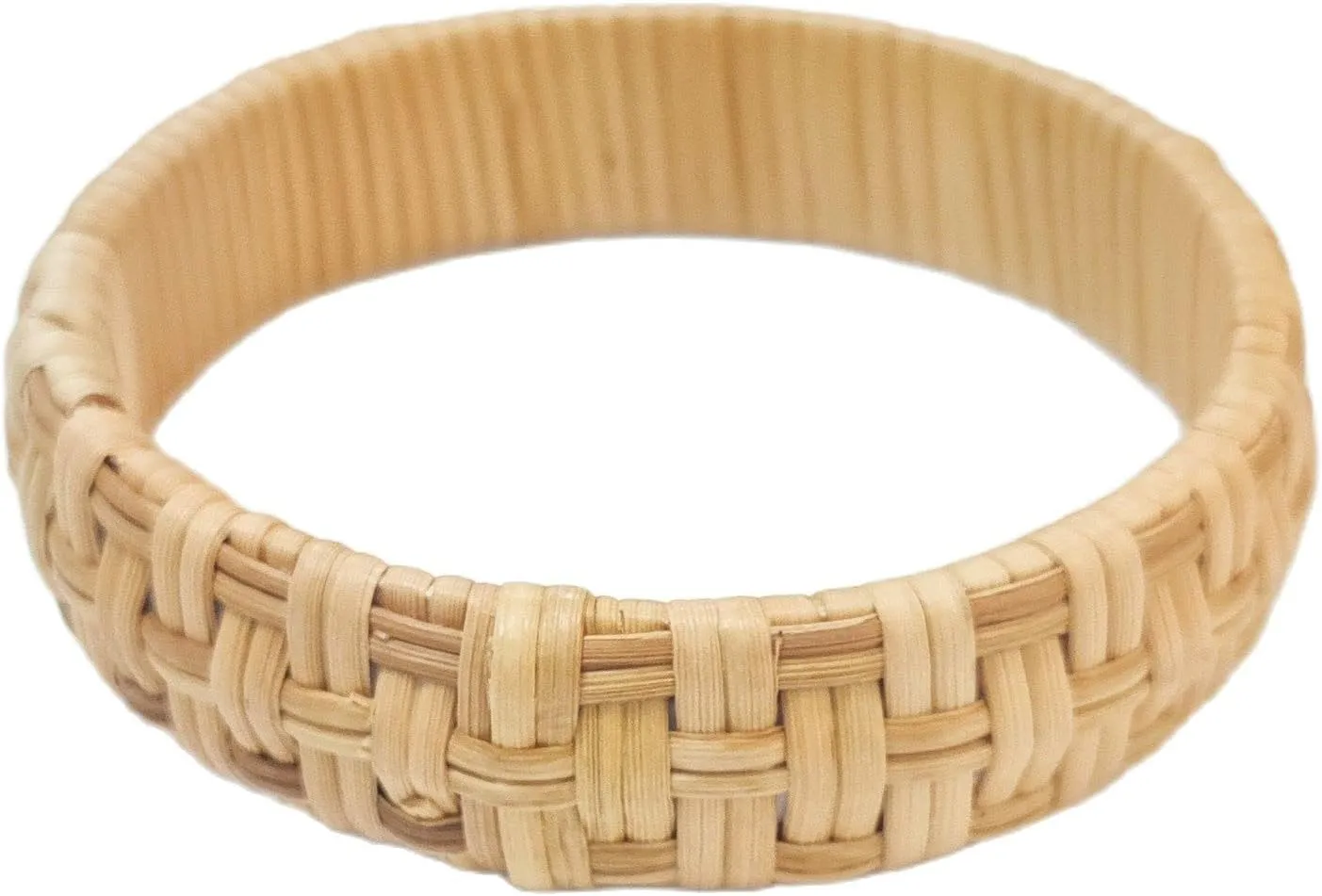 Dainty Rattan Geometric Bracelets Handmade Woven Lightweight Straw Wicker Braid Ethnic Round Statement Chunky Bangle for Women Jewelry