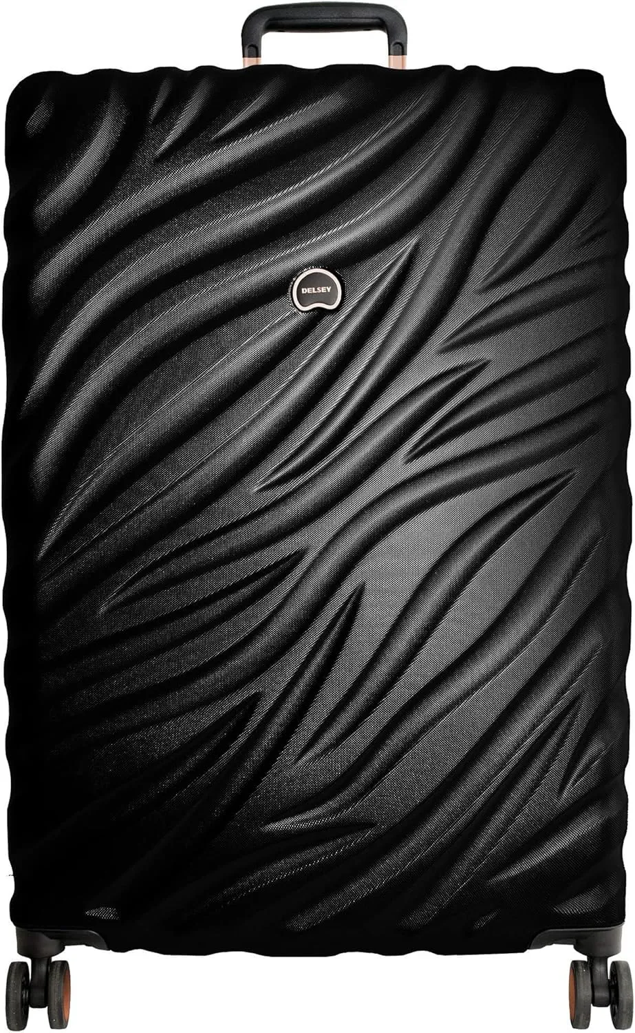 DELSEY PARIS Alexis Durable Luggage Set, Expandable & Lightweight 4-Wheel Spinners, Easy Grip handles for Smooth Journeys, TSA-Lock Incorporated, Men and Women, Black/Rose Gold, 2-Piece Set (21"/29")