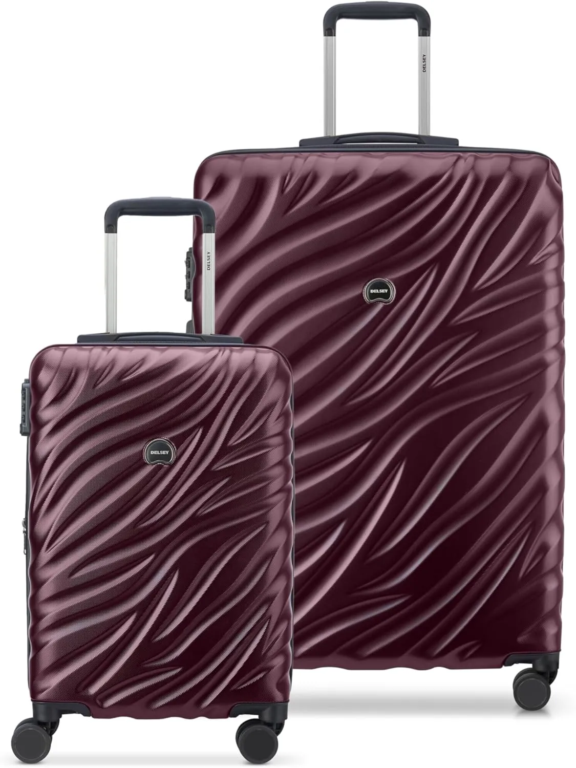 DELSEY PARIS Alexis Durable Luggage Set, Expandable & Lightweight 4-Wheel Spinners, Easy Grip handles for Smooth Journeys, TSA-Lock Incorporated, Men and Women, Burgundy, 2-Piece Set (21"/29")