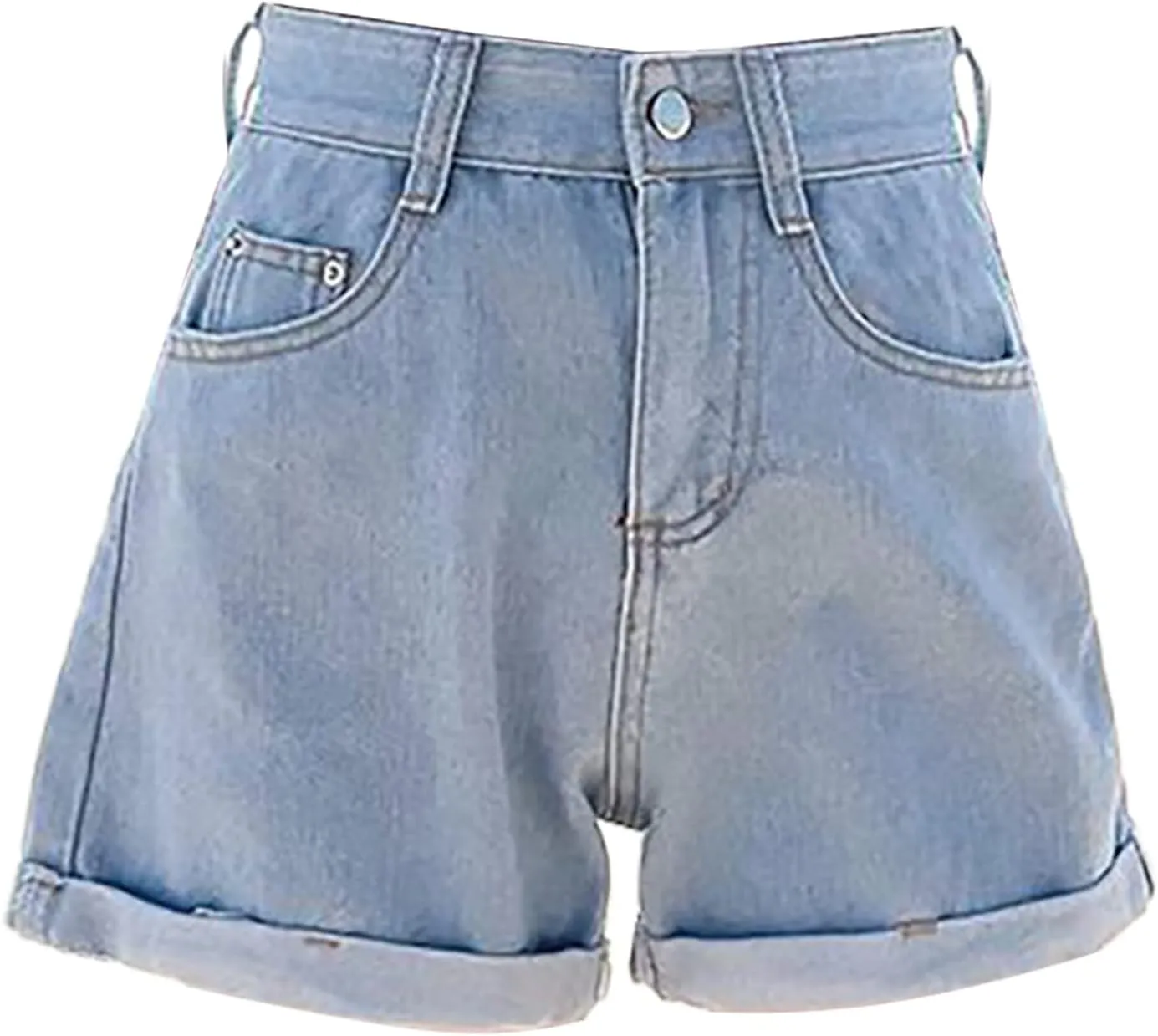 Denim Shorts for Women Trendy High Waisted Casual Stretchy Summer Y2k Baggy Girls Relaxed Fit Folded Hem Jean Shorts