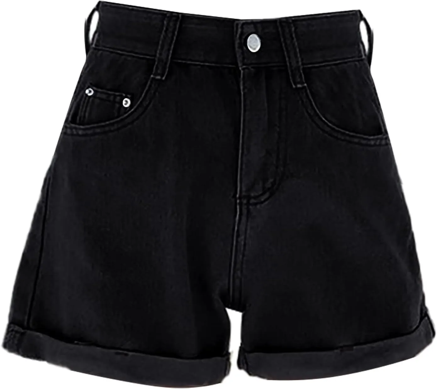 Denim Shorts for Women Trendy High Waisted Casual Stretchy Summer Y2k Baggy Girls Relaxed Fit Folded Hem Jean Shorts