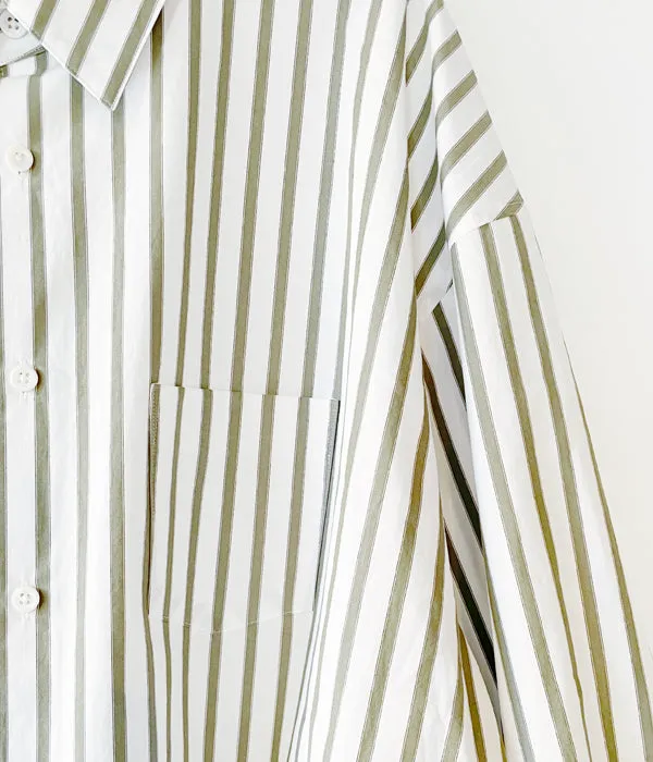 DIGAWEL/OVERSIZED SHIRT (KHAKI STRIPE)