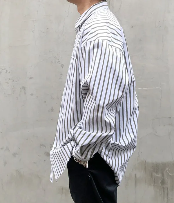 DIGAWEL/OVERSIZED SHIRT (KHAKI STRIPE)