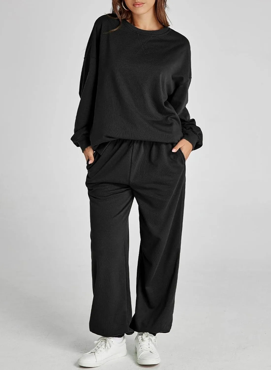 Dokotoo Womens 2 Piece Outfits Casual Long Sleeve Sweatsuits Sets Comfy Pullover Tracksuits and Sweatpants with Pockets